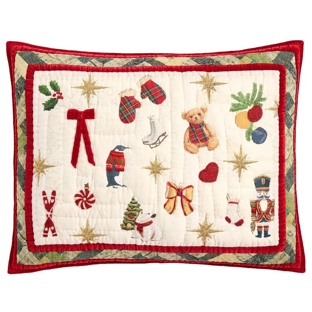 Pottery Barn Deck the Hall Christmas Tree Standard Pillow Sham Cover Reverse NWT